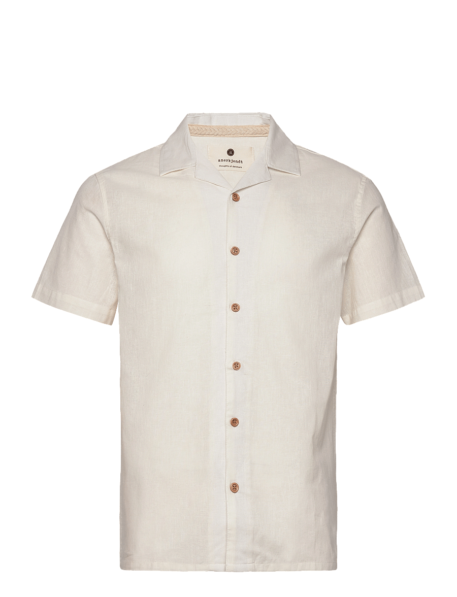 Anerkjendt - AKLEO S/S COT/LINEN SHIRT - leinenhemden - tofu - 0