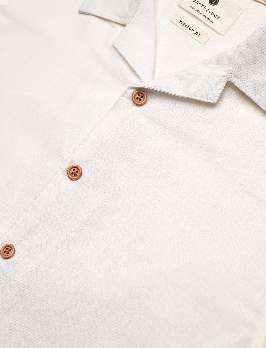 Anerkjendt - AKLEO S/S COT/LINEN SHIRT - leinenhemden - tofu - 3