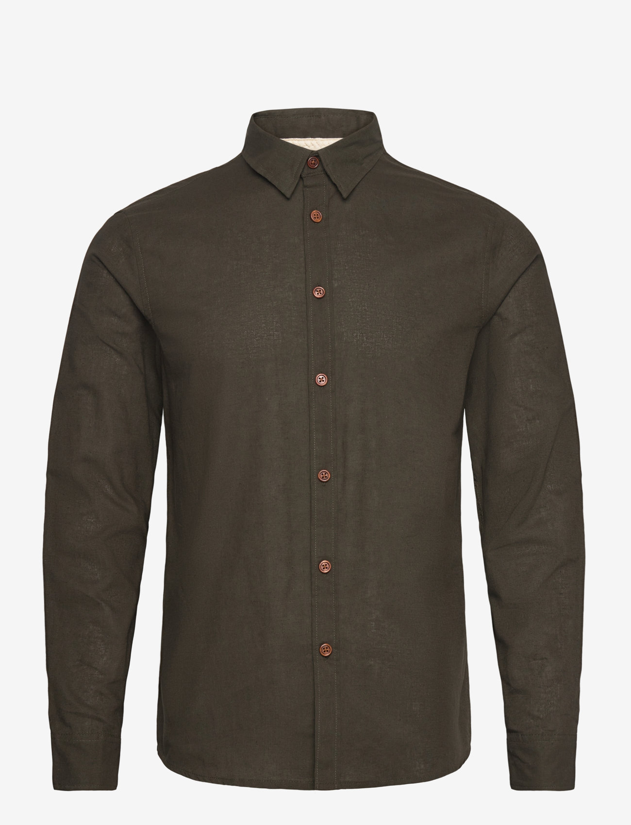 Anerkjendt - AKLEIF L/S COT/LINEN SHIRT - leinenhemden - forest night - 0