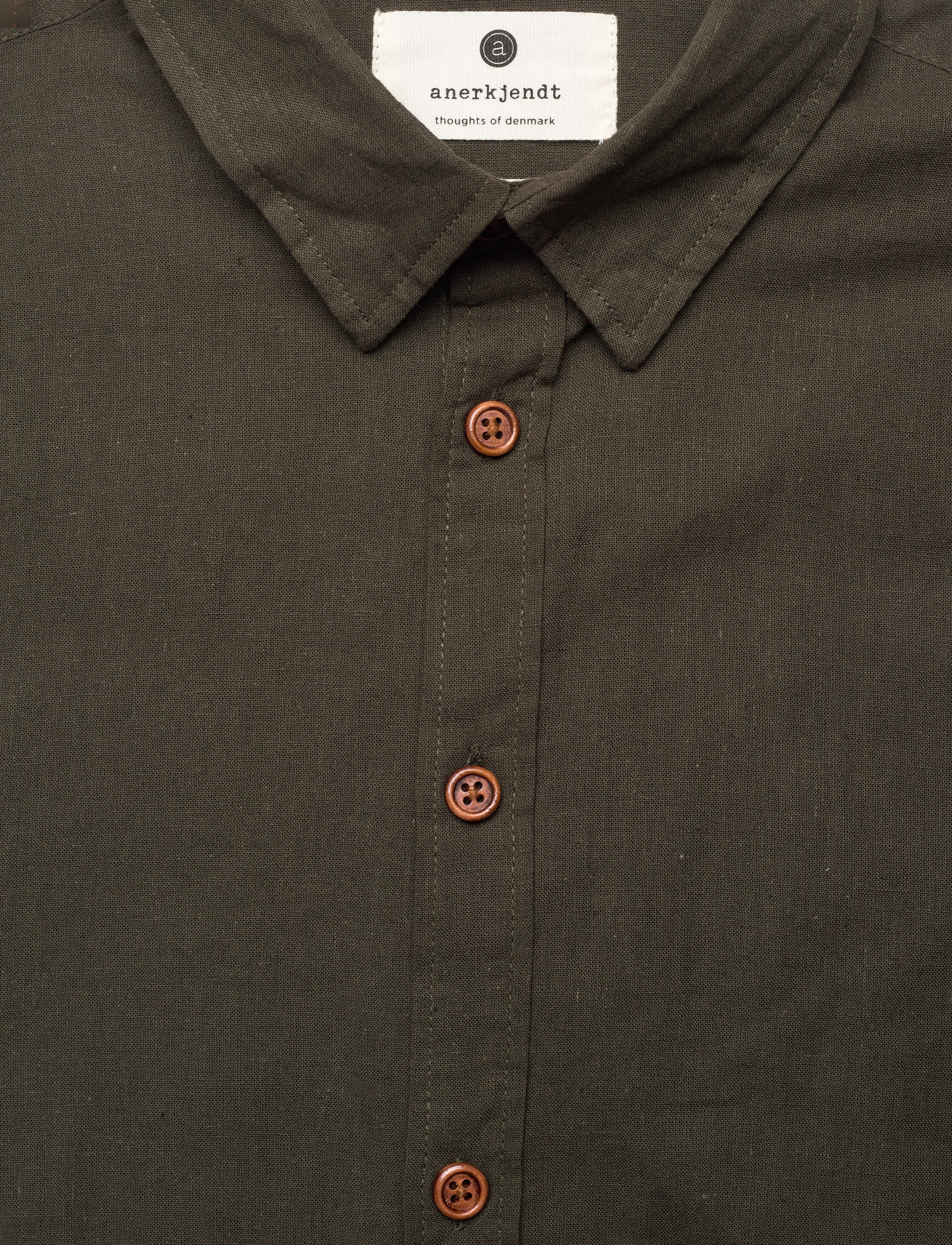 Anerkjendt - AKLEIF L/S COT/LINEN SHIRT - forest night - 2