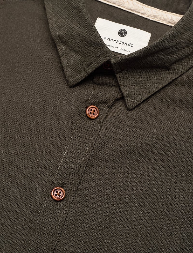 Anerkjendt - AKLEIF L/S COT/LINEN SHIRT - leinenhemden - forest night - 3