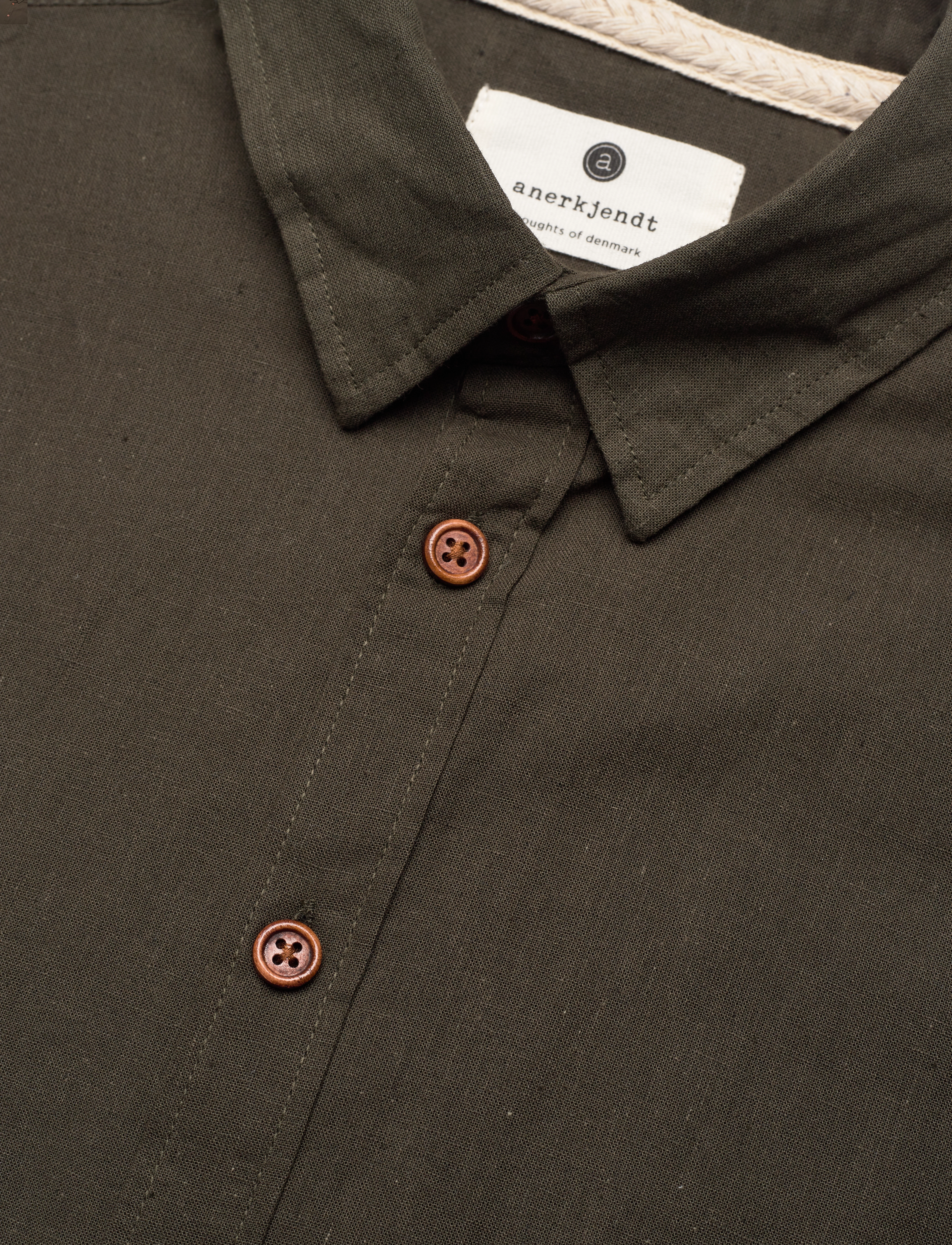 Anerkjendt - AKLEIF L/S COT/LINEN SHIRT - forest night - 3