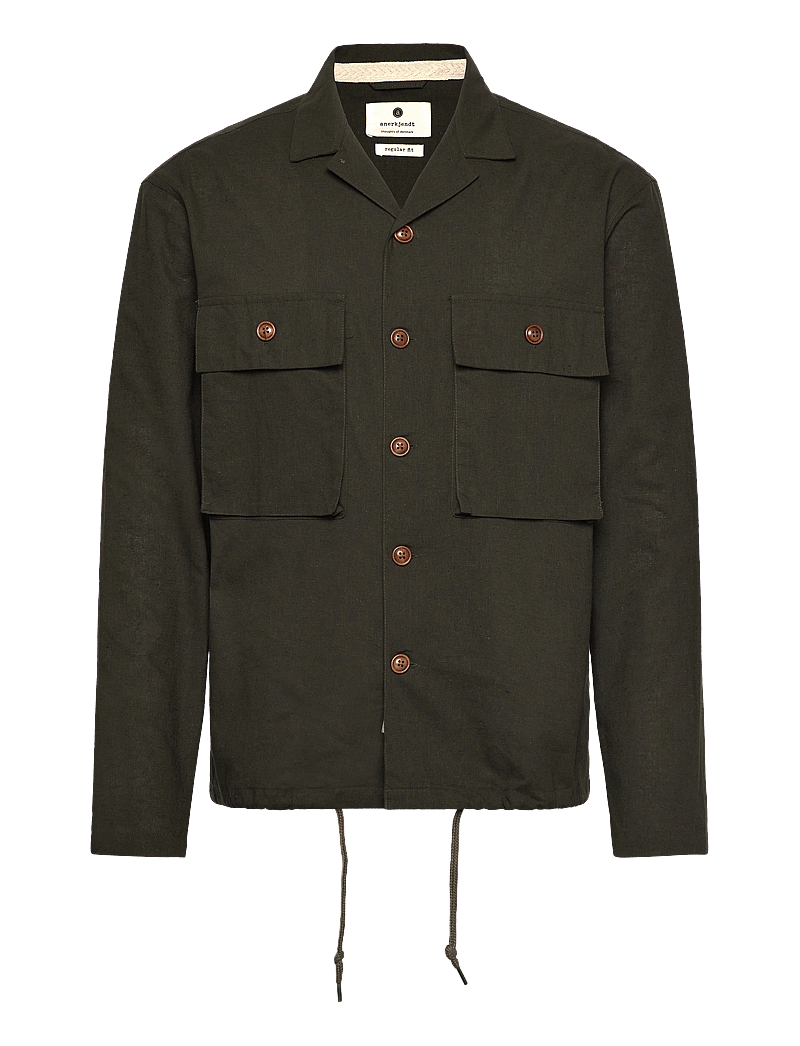 Anerkjendt - AKOTTO COT/LINEN OVERSHIRT - vacation essentials - forest night - 0
