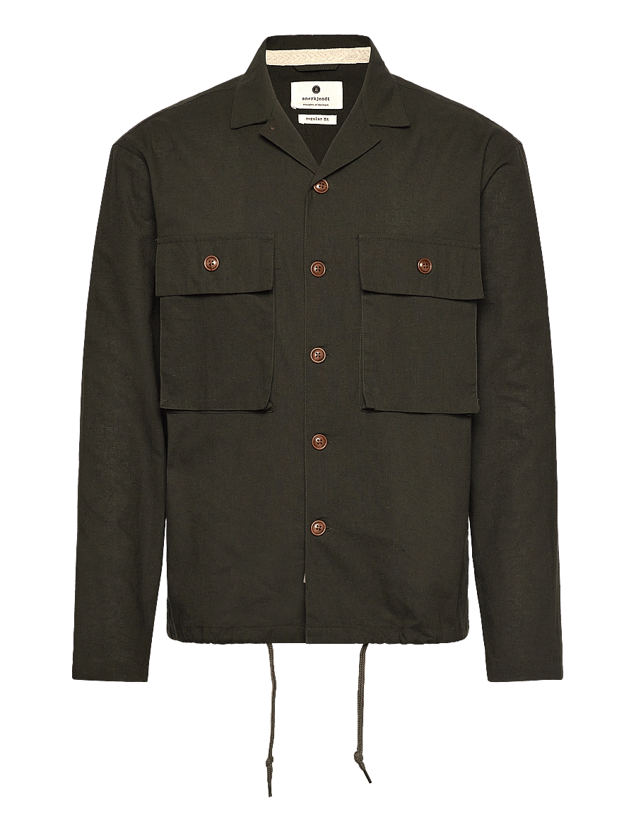 Anerkjendt - AKOTTO COT/LINEN OVERSHIRT - vacation essentials - forest night - 0