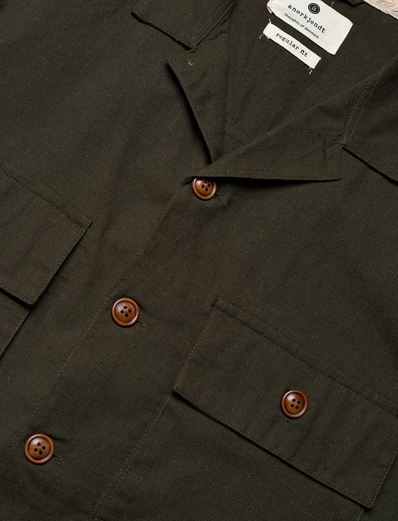 Anerkjendt - AKOTTO COT/LINEN OVERSHIRT - vacation essentials - forest night - 2