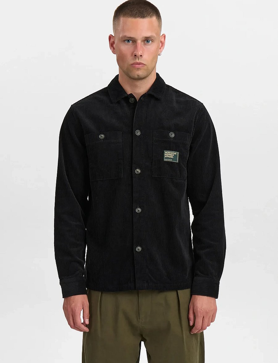 Anerkjendt - AKTHEO CORD L/S OVERSHIRT - kollektionen - caviar - 2