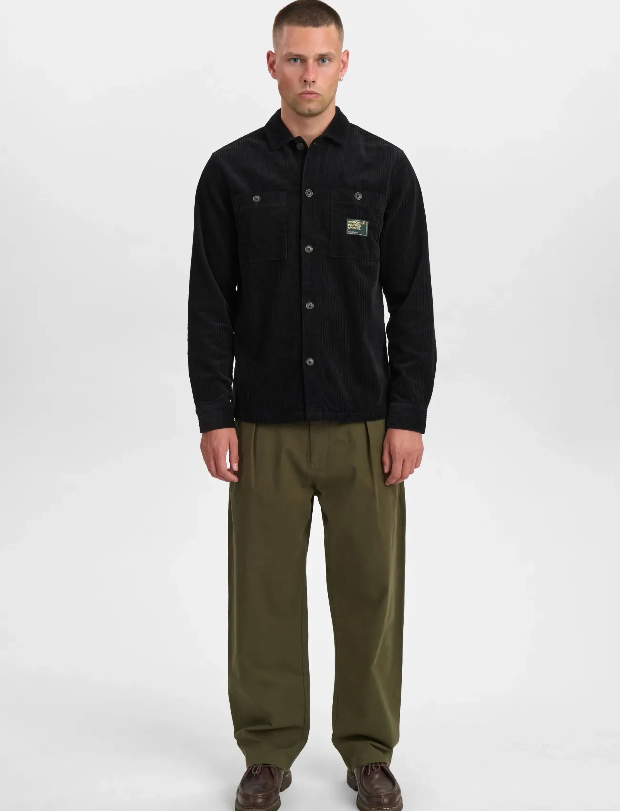 Anerkjendt - AKTHEO CORD L/S OVERSHIRT - kollektioner - caviar - 3
