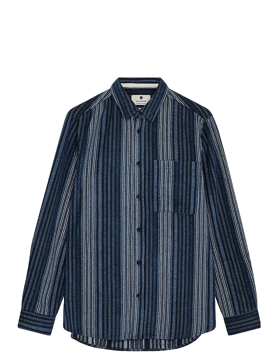 Anerkjendt - AKLEIF BRUSHED STRIPE - koszule w paski i prążki - sky captain - 1