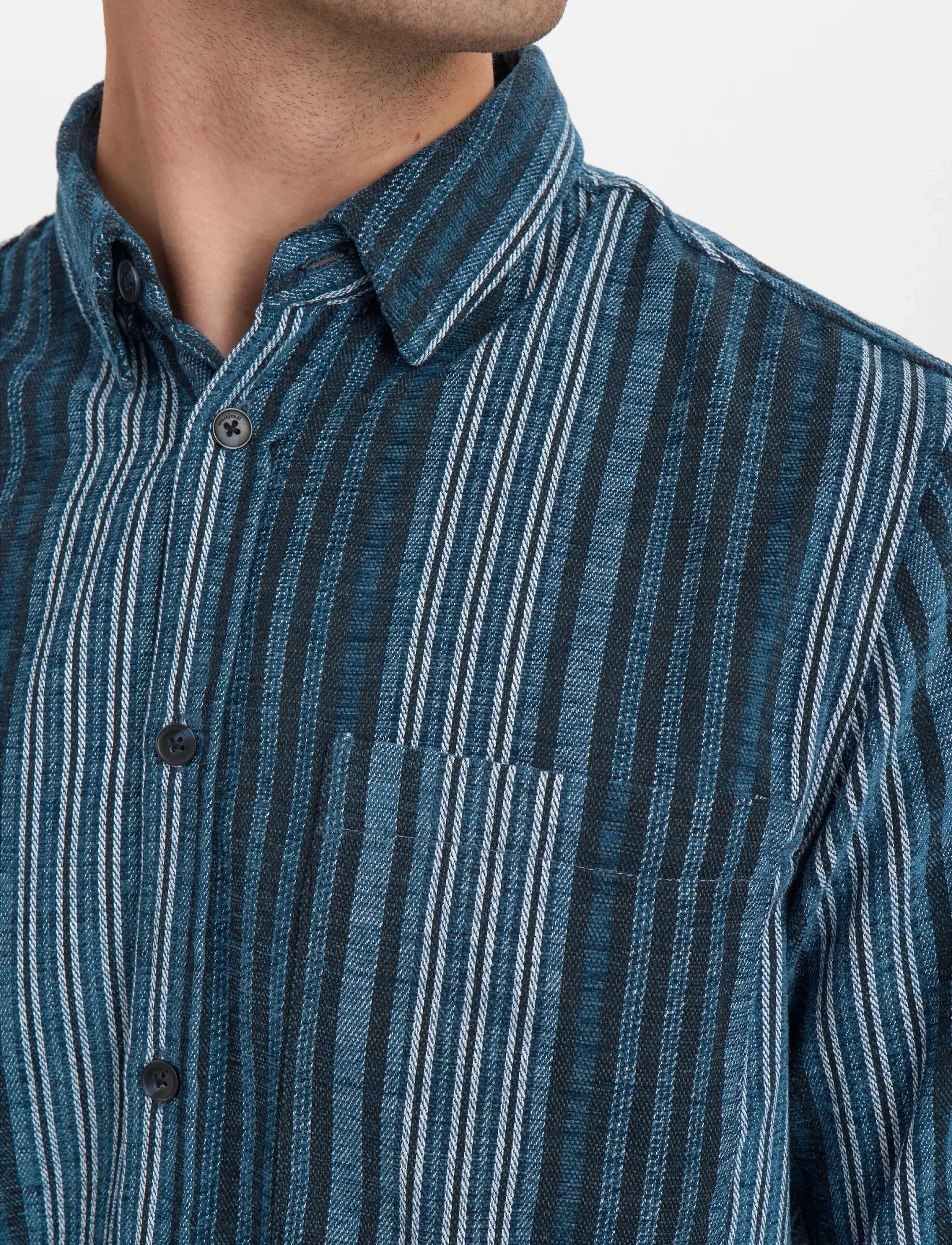 Anerkjendt - AKLEIF BRUSHED STRIPE - mężczyźni - sky captain - 5