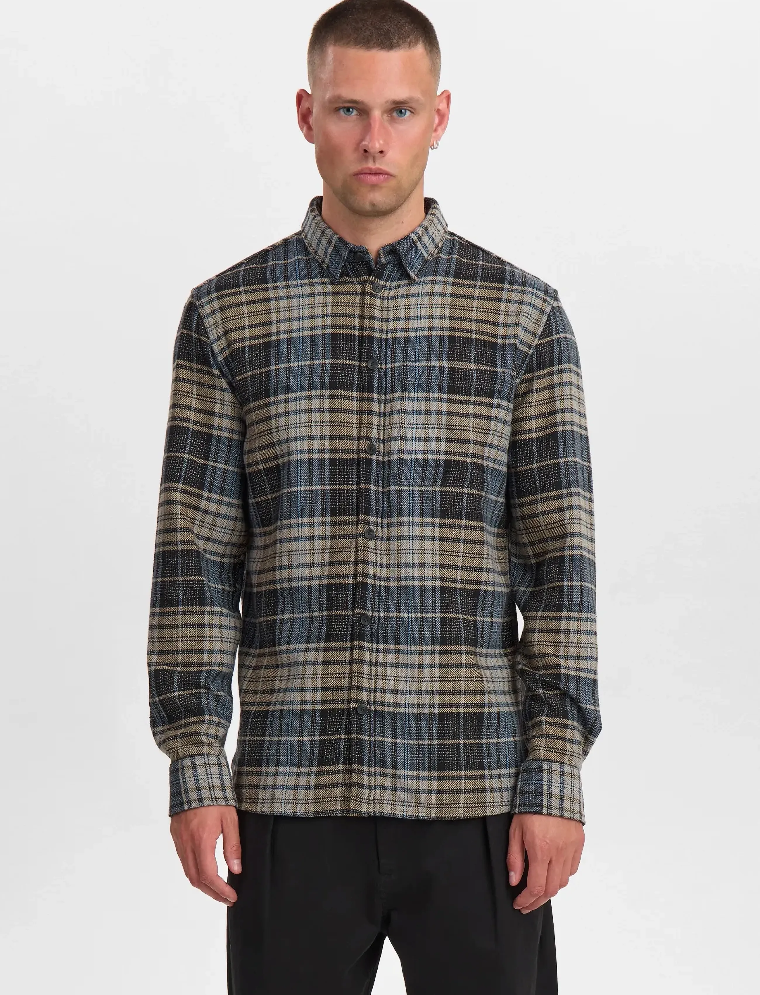 Anerkjendt Akkonrad Structure Shirt, Mænd, Struktur Tern Skjorte, Navy, Str: XL