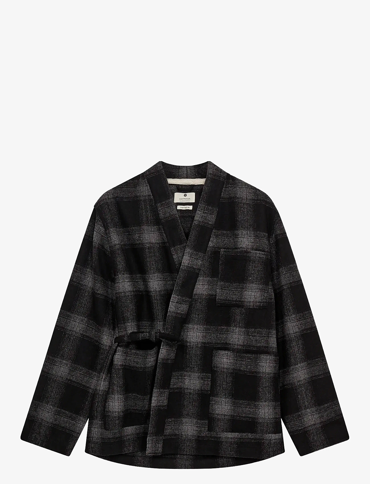Anerkjendt - AKJESPER WOOL CHECK KIMONO - herbstliche kleidung - caviar - 0