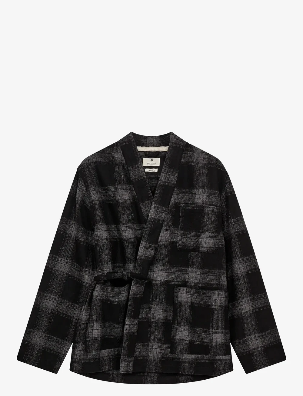 Anerkjendt - AKJESPER WOOL CHECK KIMONO - kollektioner - caviar - 1