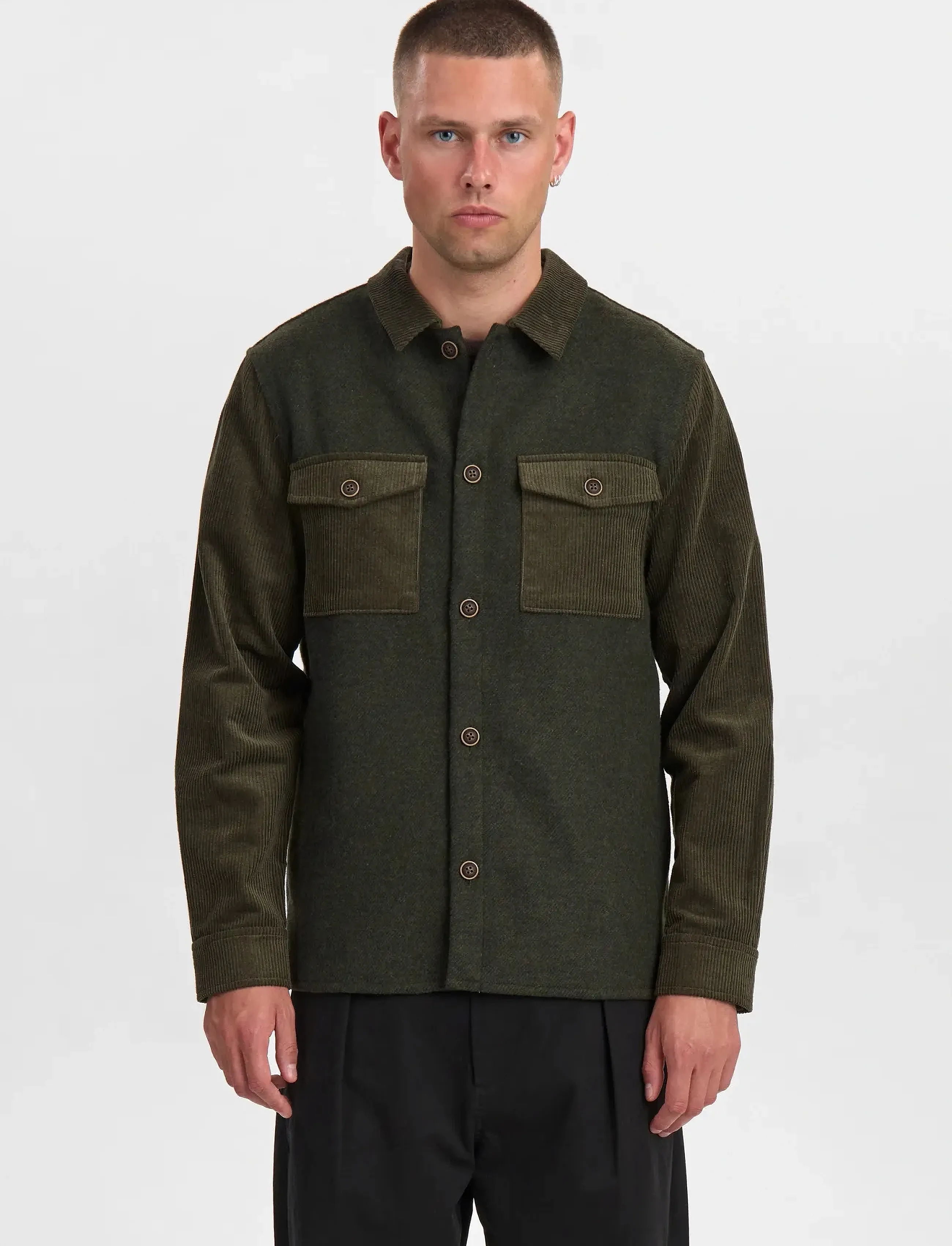 Anerkjendt Akoscar Cord Mix, XL, Khaki green, Overdele > Overtrøjer, Herre