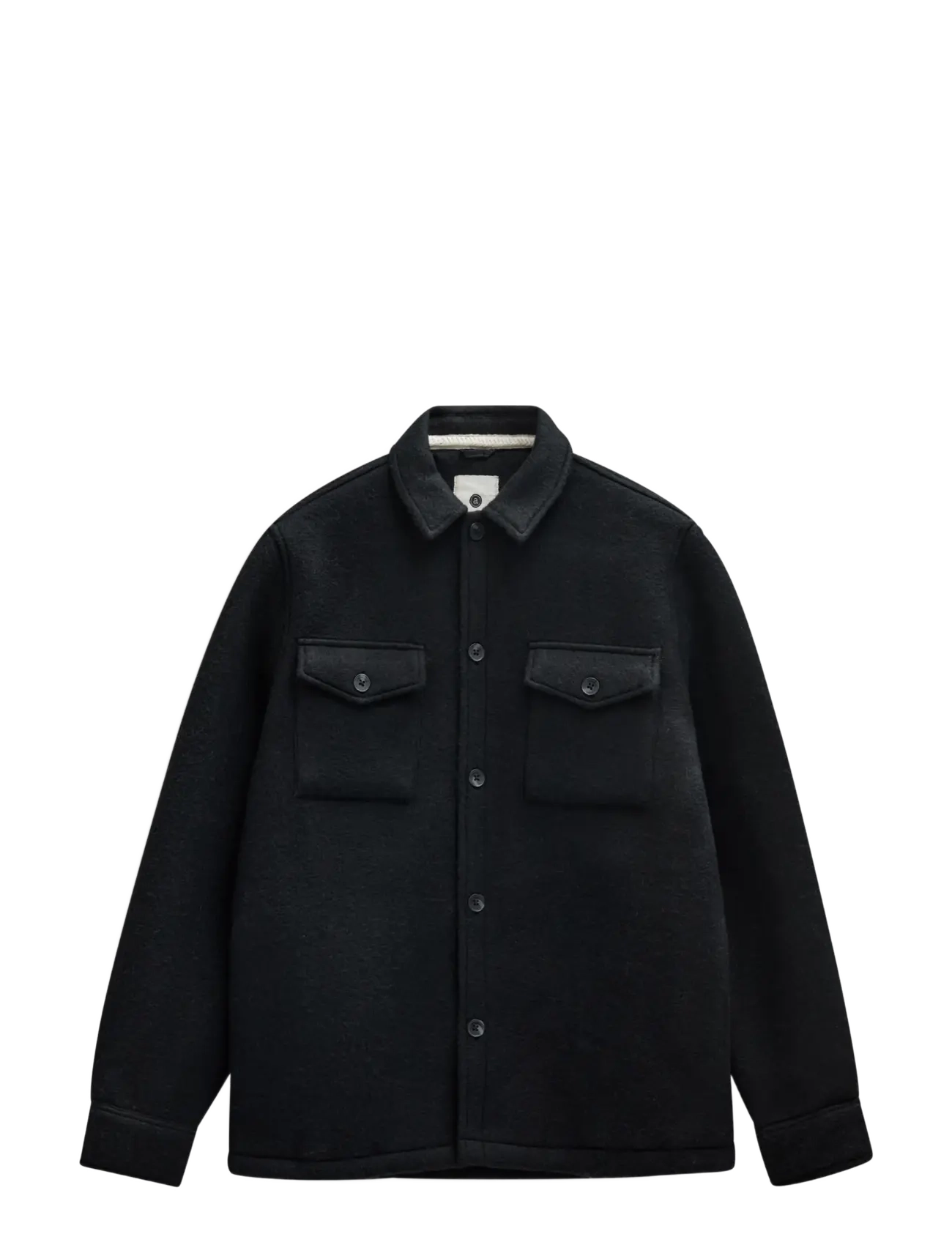 Anerkjendt AKOSCAR BOILED WOOL OVERSHIRT - Overshirts - CAVIAR / black
