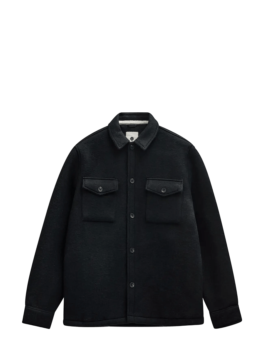 Anerkjendt - AKOSCAR BOILED WOOL OVERSHIRT - overshirts - caviar - 1