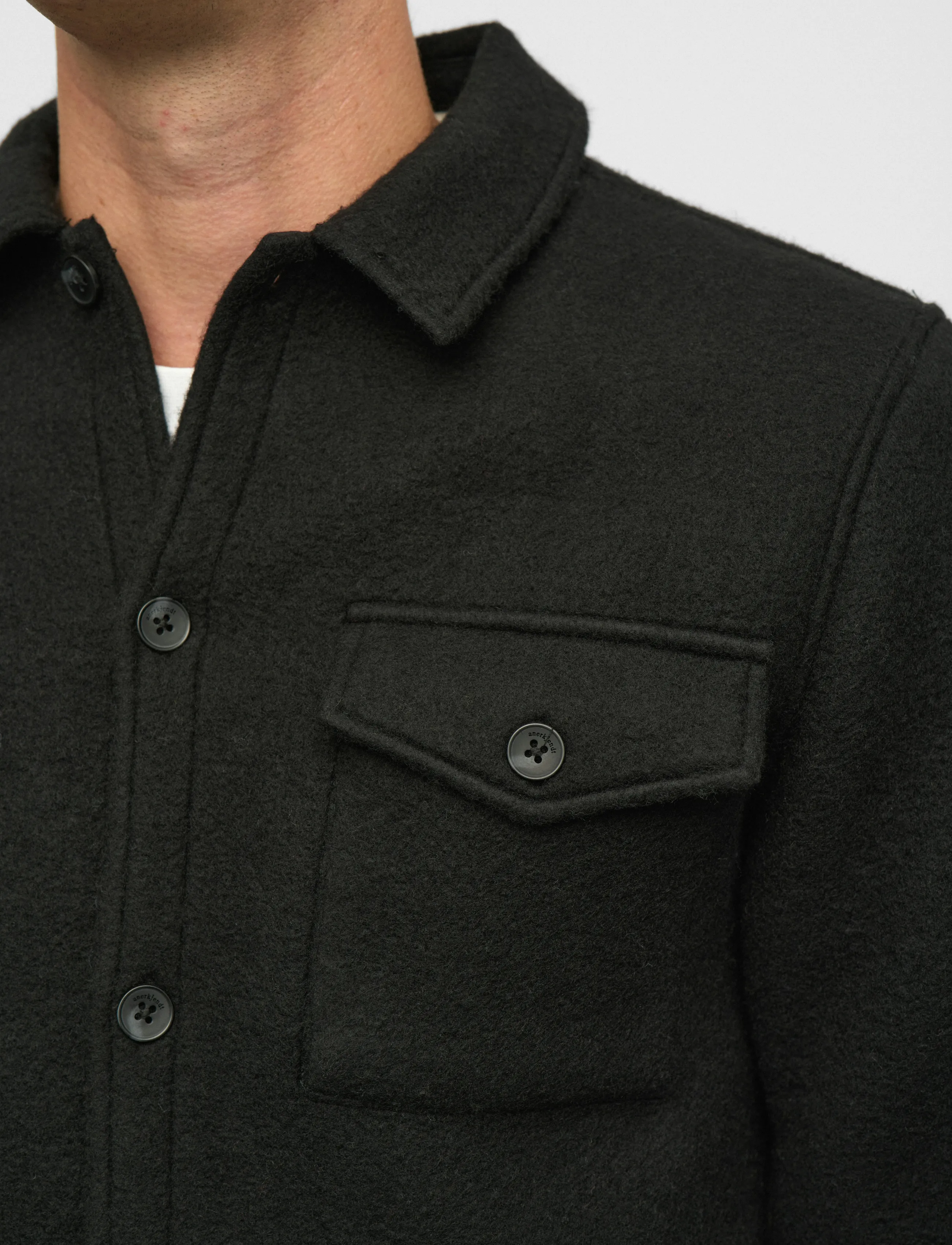 Anerkjendt Akoscar Boiled Wool Overshirt overshirts herr – bild 3
