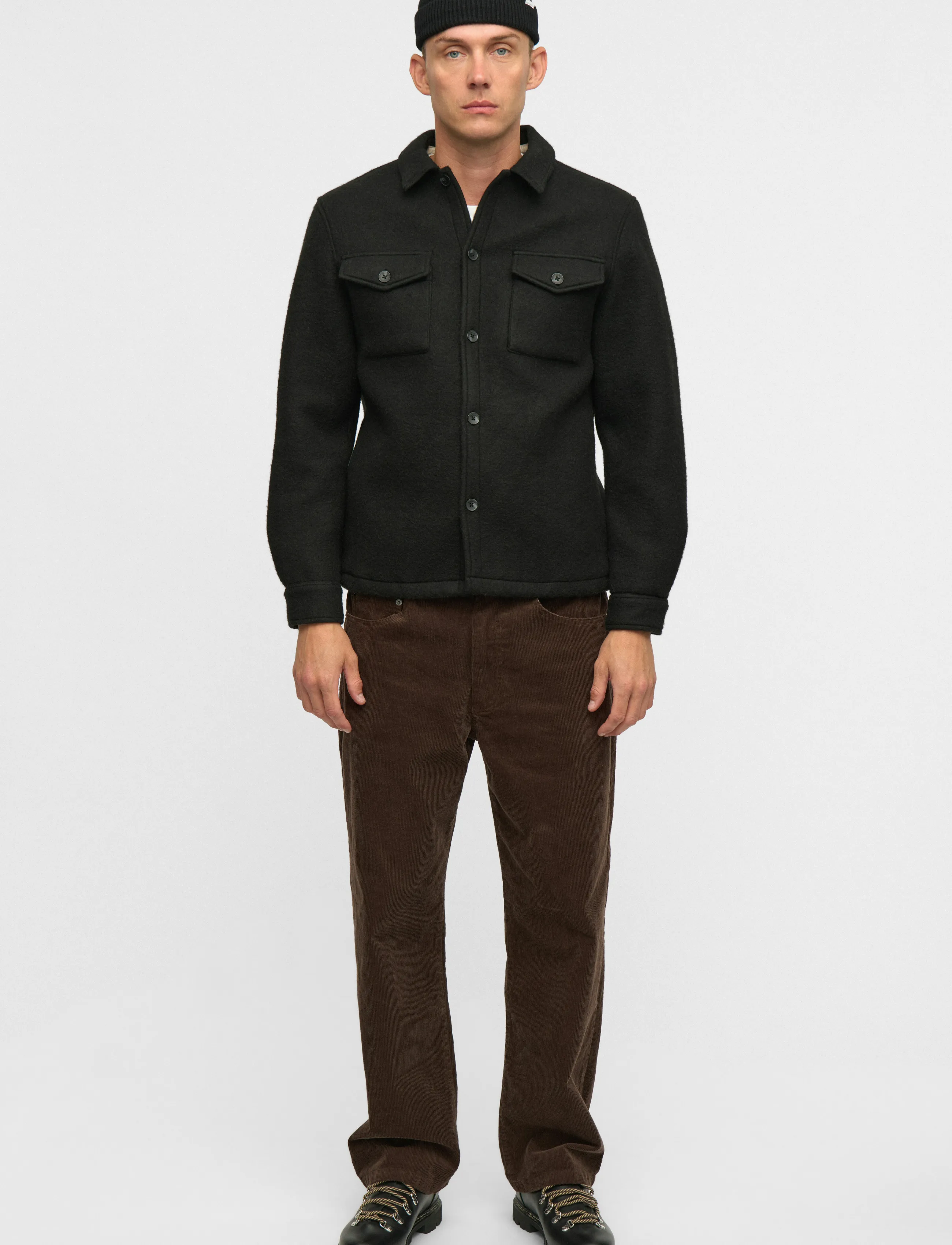 Anerkjendt - AKOSCAR BOILED WOOL OVERSHIRT - overshirts - caviar - 4