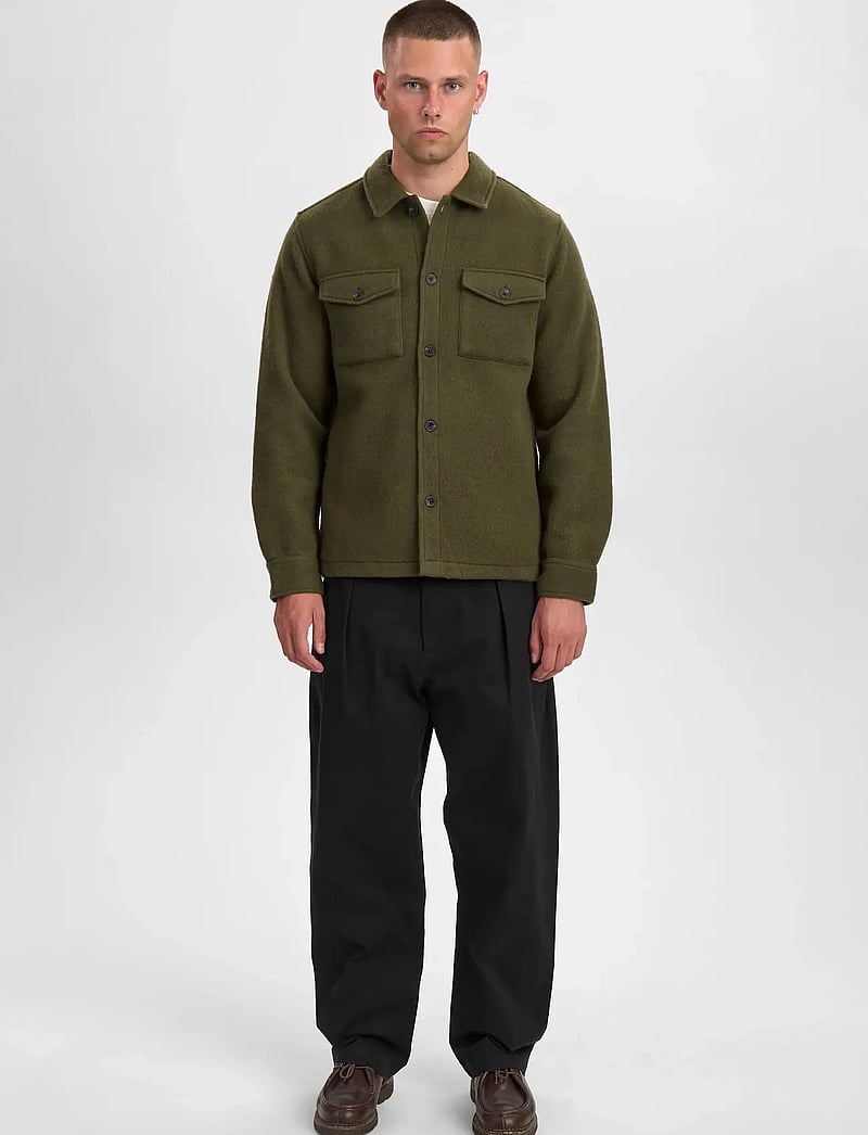 Anerkjendt - AKOSCAR BOILED WOOL OVERSHIRT - kollektionen - forest night - 3