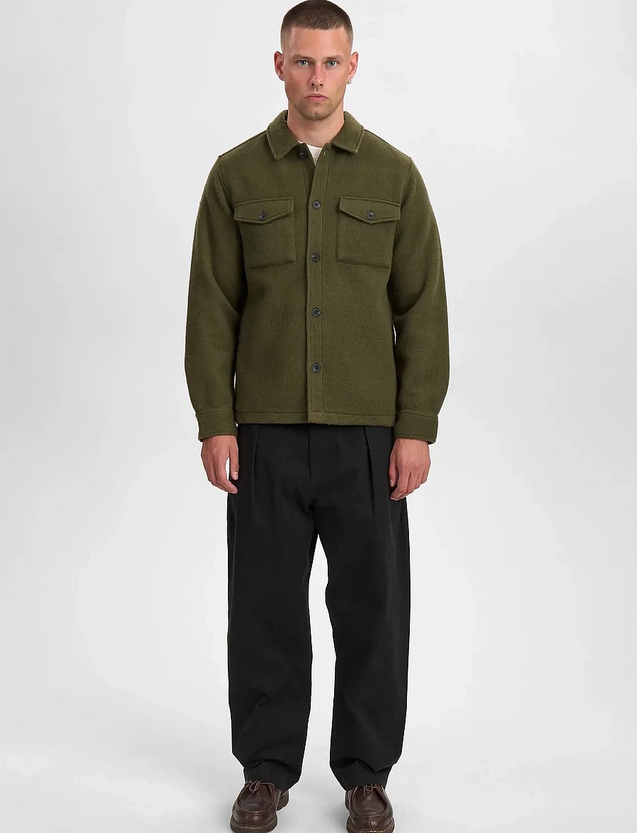 Anerkjendt - AKOSCAR BOILED WOOL OVERSHIRT - kollektionen - forest night - 3
