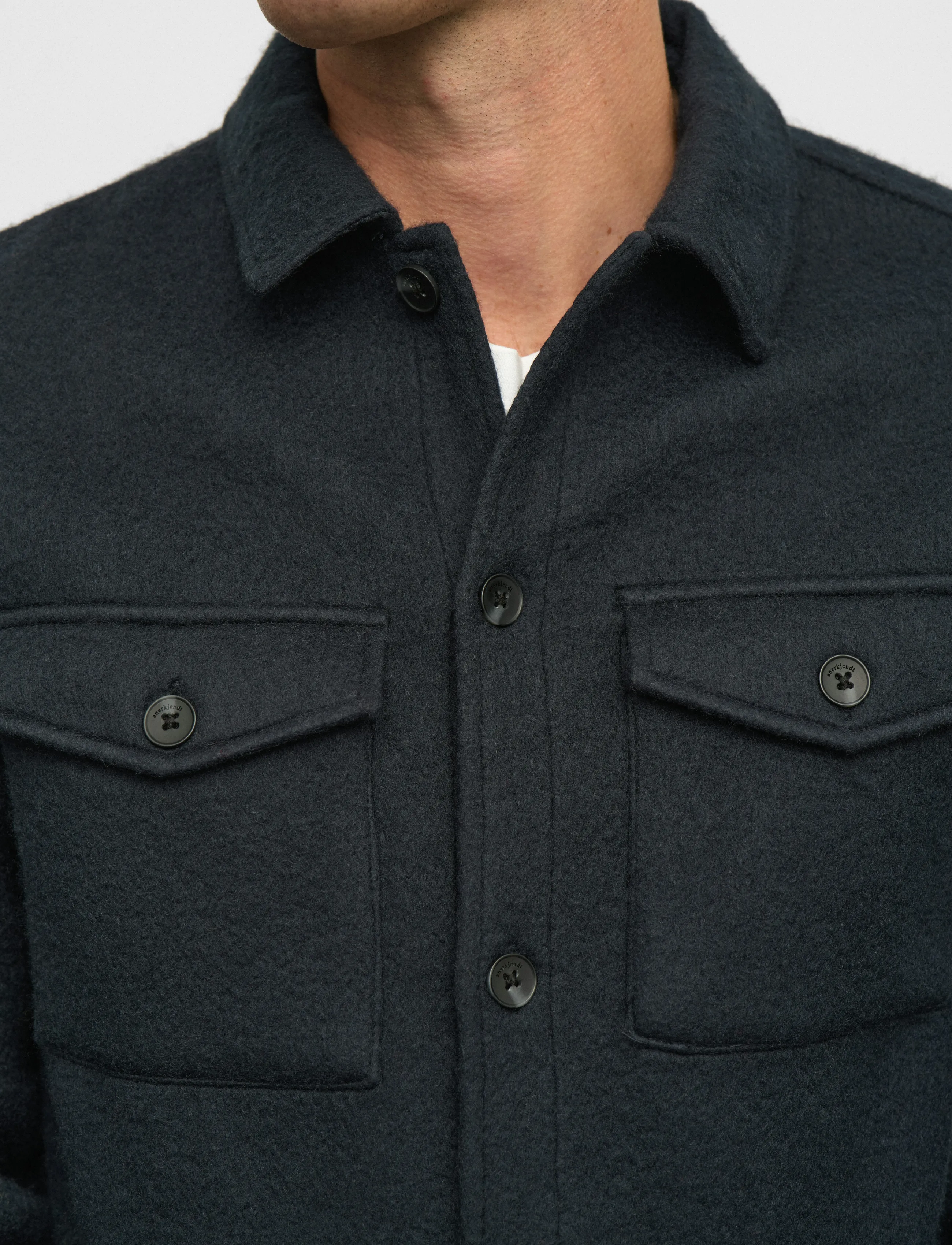 Anerkjendt Akoscar Boiled Wool Overshirt overshirts herr – bild 2