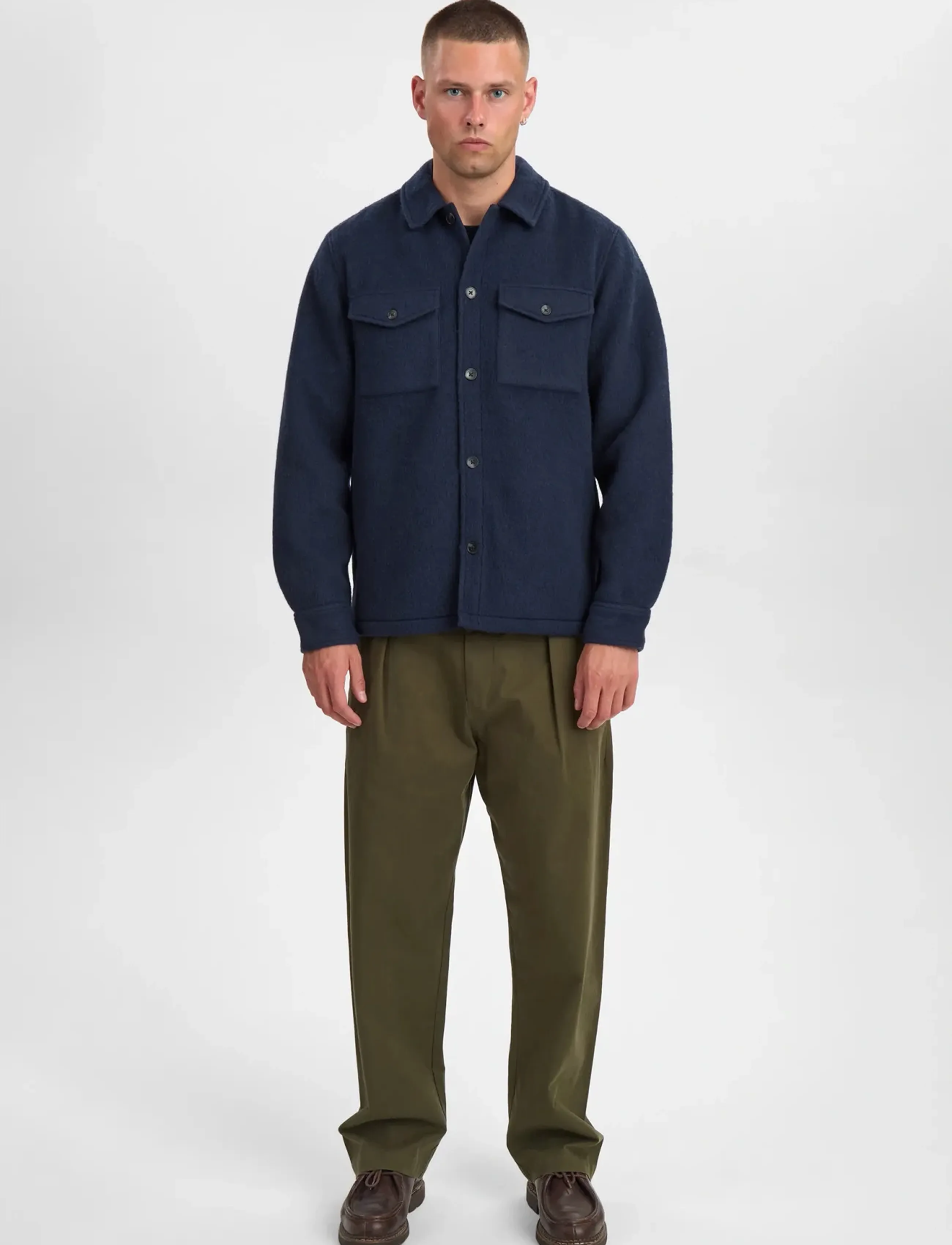 Anerkjendt - AKOSCAR BOILED WOOL OVERSHIRT - kollektioner - sky captain - 3
