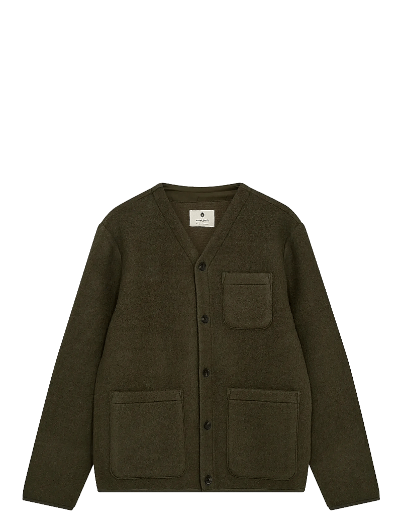 Anerkjendt - AKSIGURD BOILED WOOL OVERSHIRT - cardigans - forest night - 1