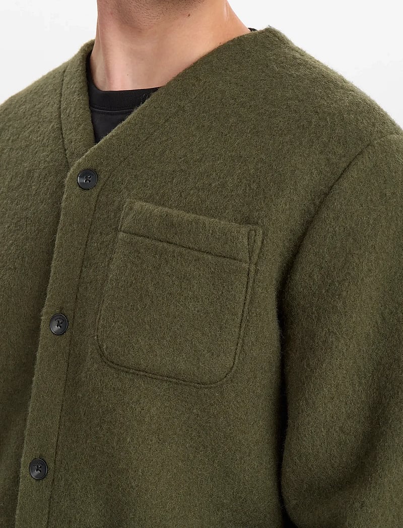 Anerkjendt - AKSIGURD BOILED WOOL OVERSHIRT - cardigans - forest night - 5