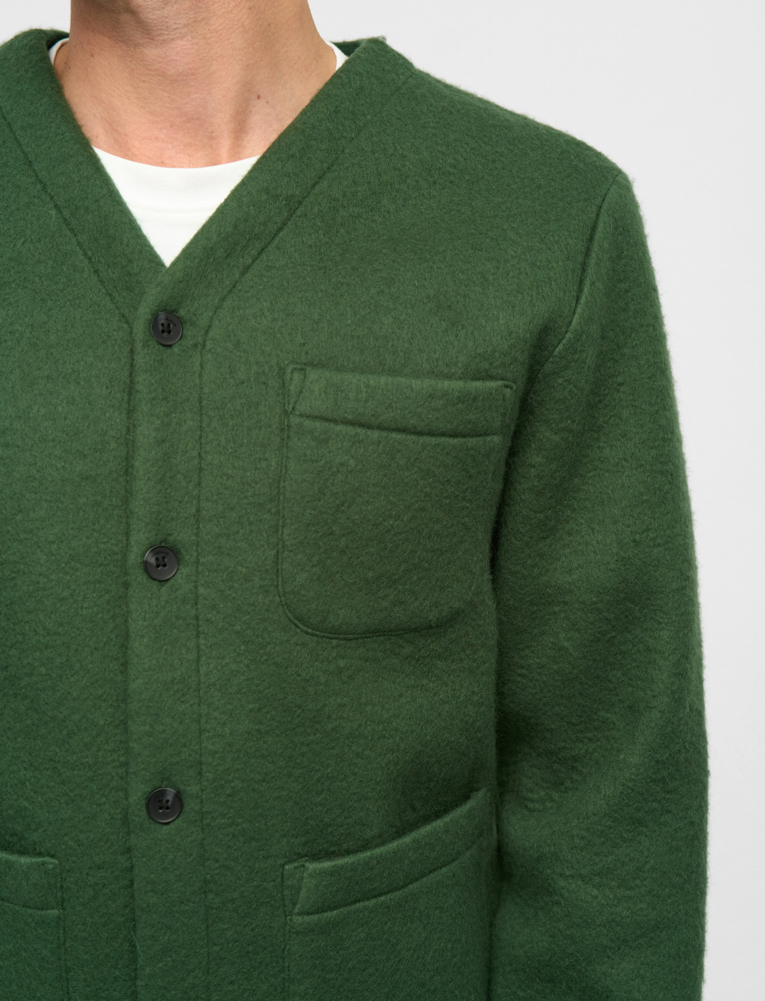 Anerkjendt - AKSIGURD BOILED WOOL OVERSHIRT - overshirts - hunter green - 4