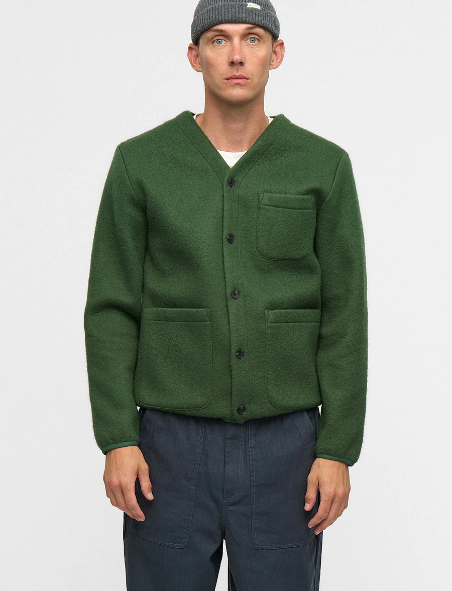 Anerkjendt - AKSIGURD BOILED WOOL OVERSHIRT - overshirts - hunter green - 5