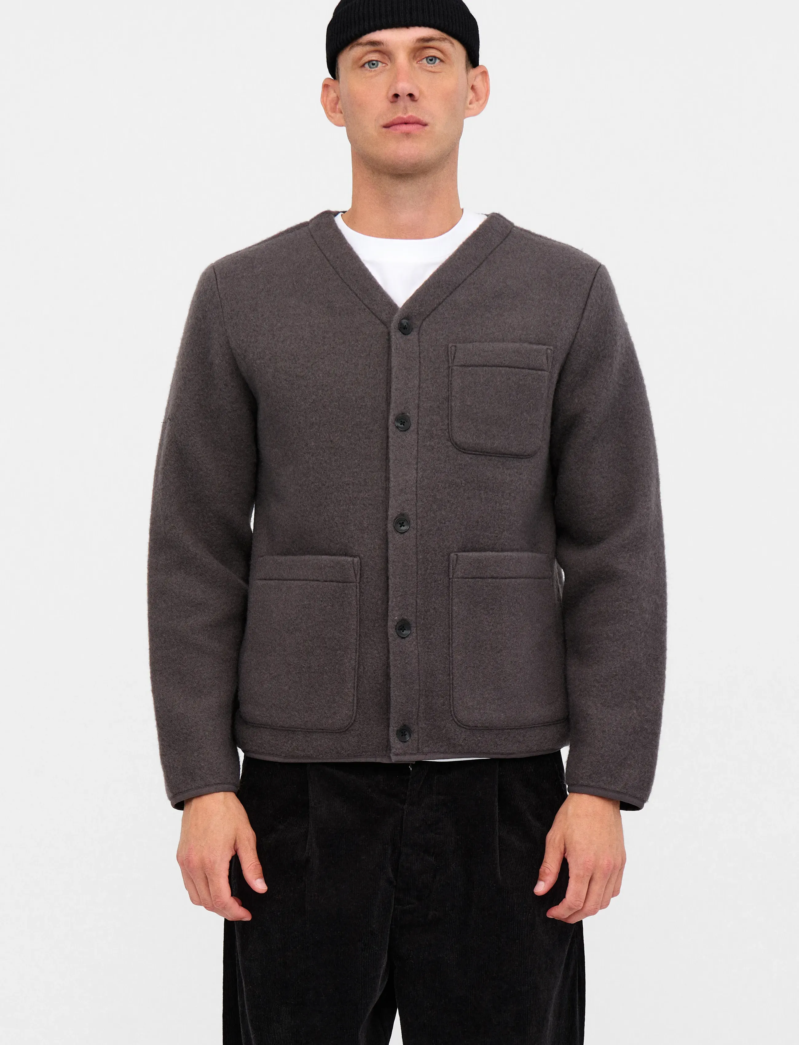 Anerkjendt - AKSIGURD BOILED WOOL OVERSHIRT - overshirts - magnet - 2
