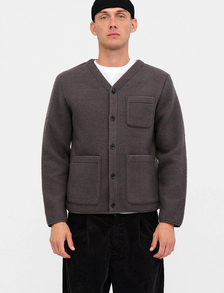Anerkjendt - AKSIGURD BOILED WOOL OVERSHIRT - overshirts - magnet - 2