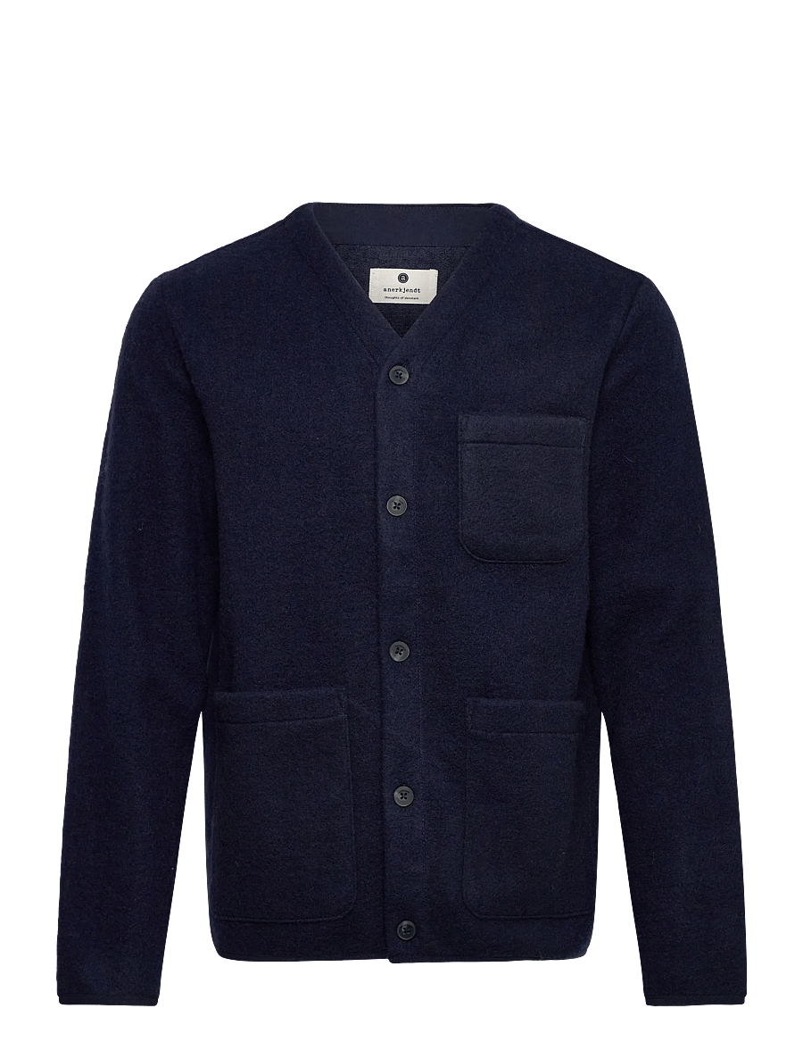 Anerkjendt - AKSIGURD BOILED WOOL OVERSHIRT - cardigans - sky captain - 0