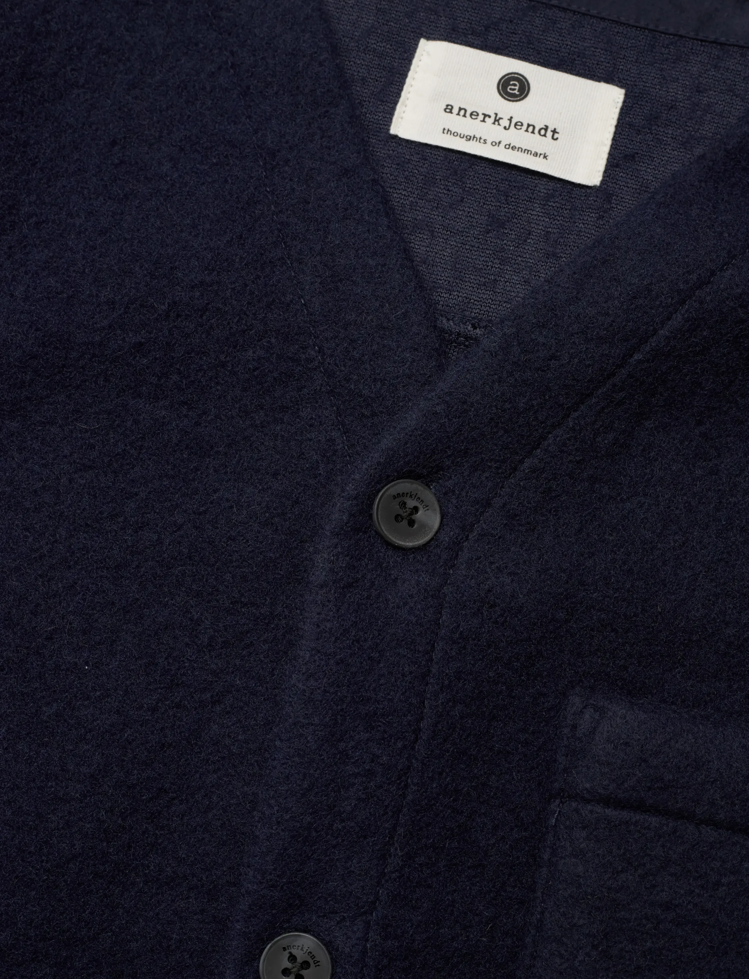 Anerkjendt - AKSIGURD BOILED WOOL OVERSHIRT - cardigans - sky captain - 2