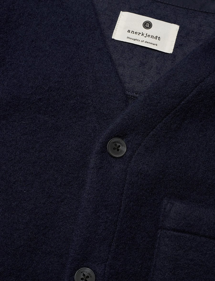 Anerkjendt - AKSIGURD BOILED WOOL OVERSHIRT - cardigans - sky captain - 2