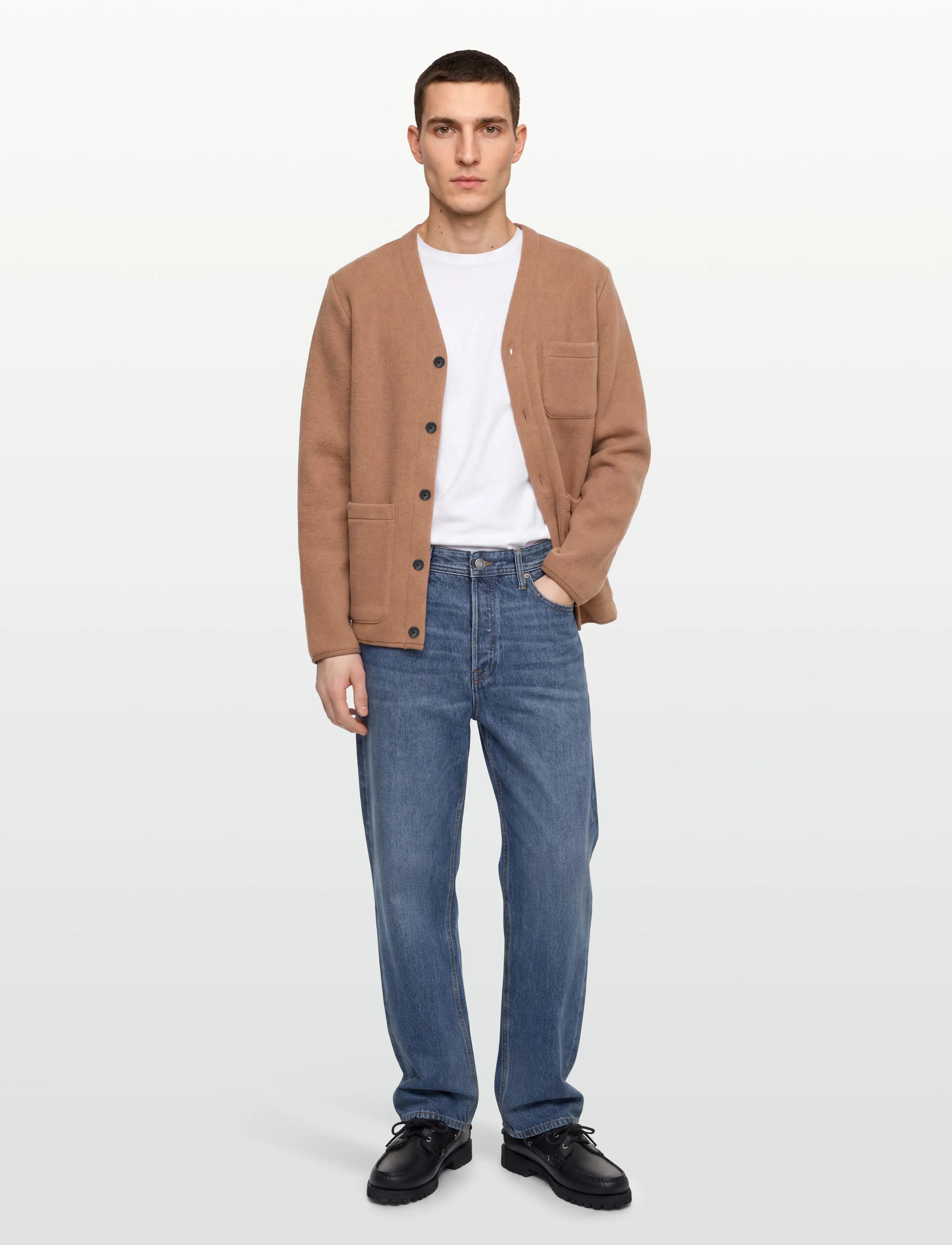 Anerkjendt Aksigurd Boiled Wool Overshirt, XXL, Knitwear, Beige - Cardigans, Männerswear
