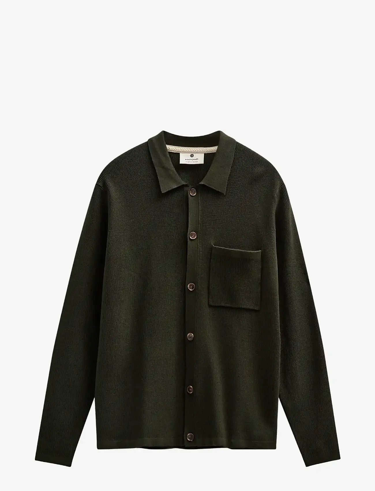 Anerkjendt - AKSVEND NEEDLE RIB KNIT CARDIGAN - knitted polos - forest night - 0