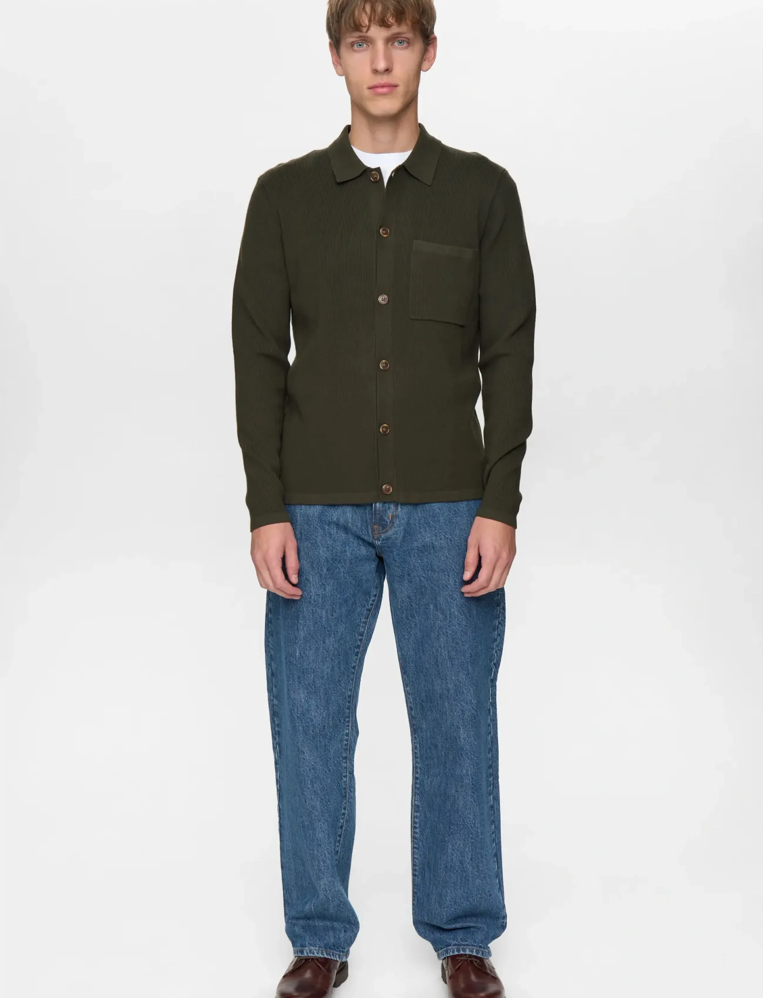 Anerkjendt - AKSVEND NEEDLE RIB KNIT CARDIGAN - poloer i strik med lange ærmer - forest night - 4