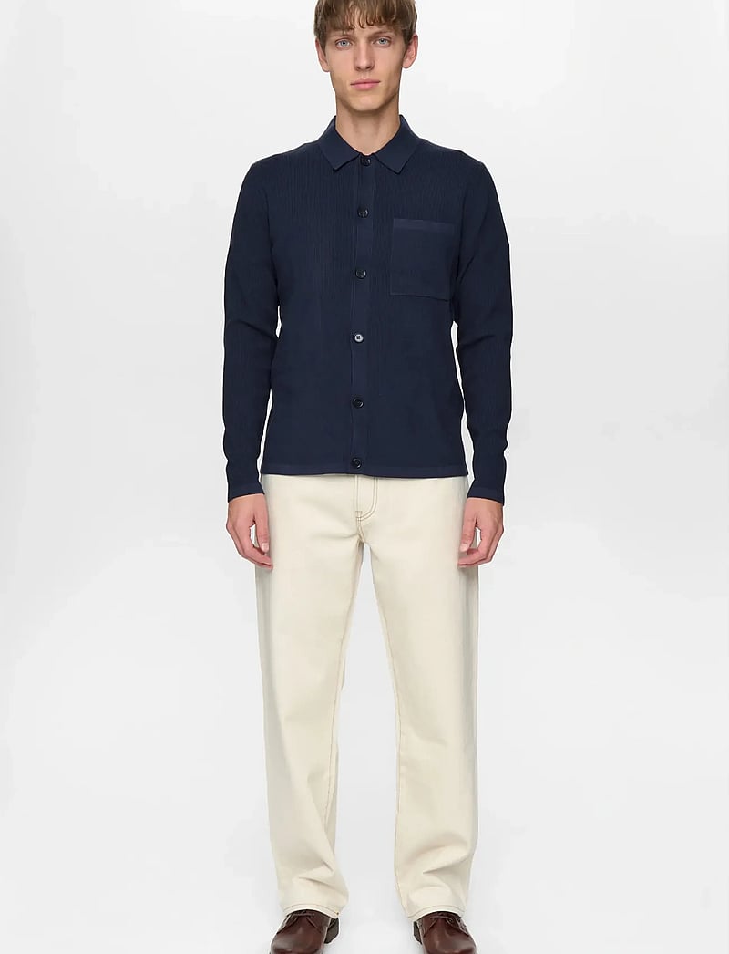 Anerkjendt - AKSVEND NEEDLE RIB KNIT CARDIGAN - gestrickte polohemden - sky captain - 3