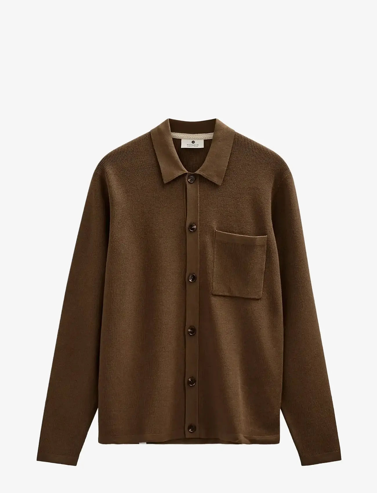 Anerkjendt - AKSVEND NEEDLE RIB KNIT CARDIGAN - stickade pikéer - teak - 0