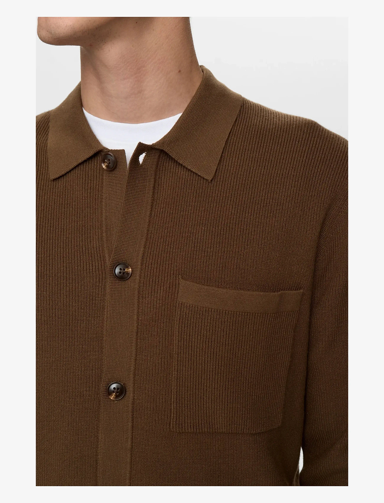 Anerkjendt - AKSVEND NEEDLE RIB KNIT CARDIGAN - stickade pikéer - teak - 1