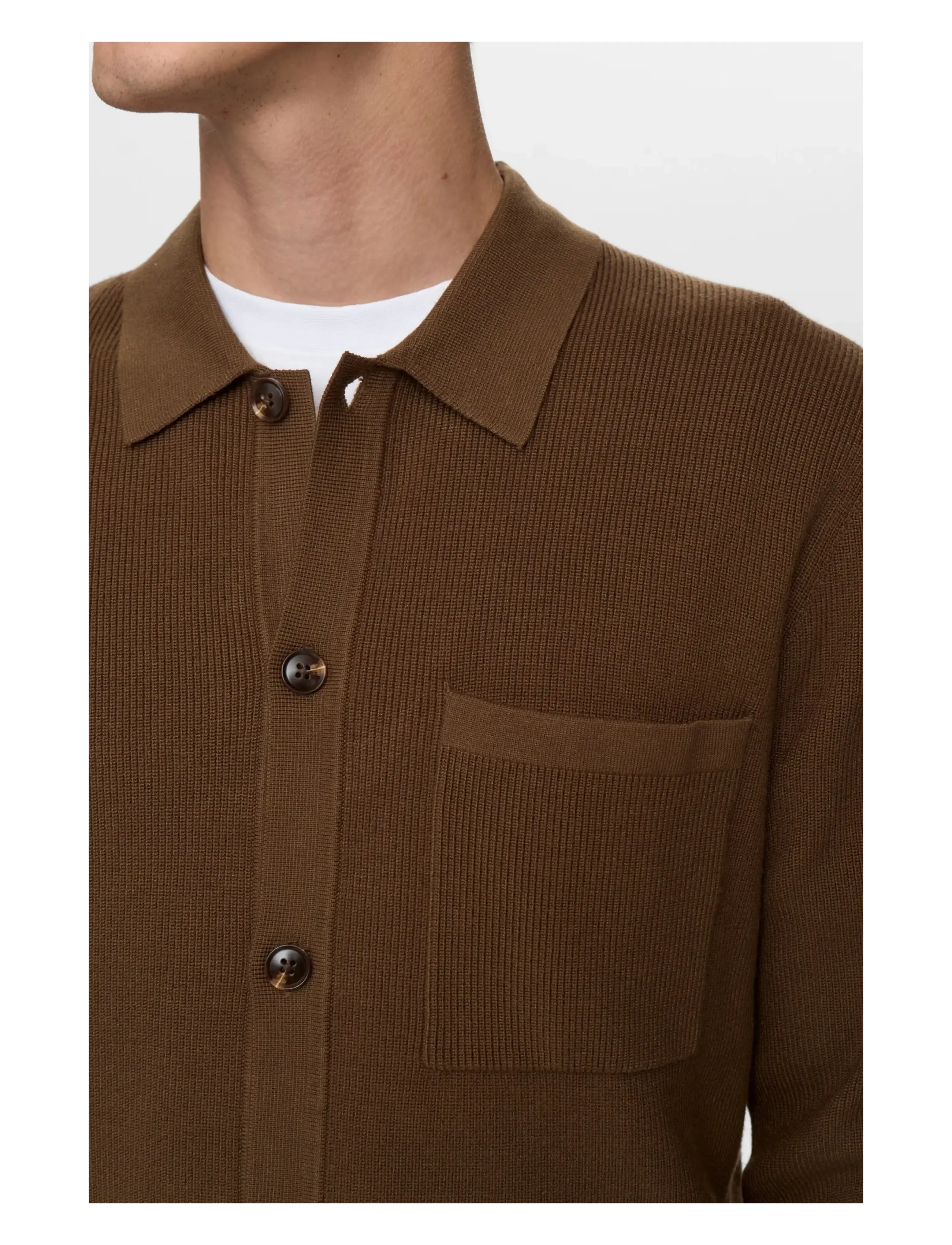 Anerkjendt - AKSVEND NEEDLE RIB KNIT CARDIGAN - poloer i strik med lange ærmer - teak - 1