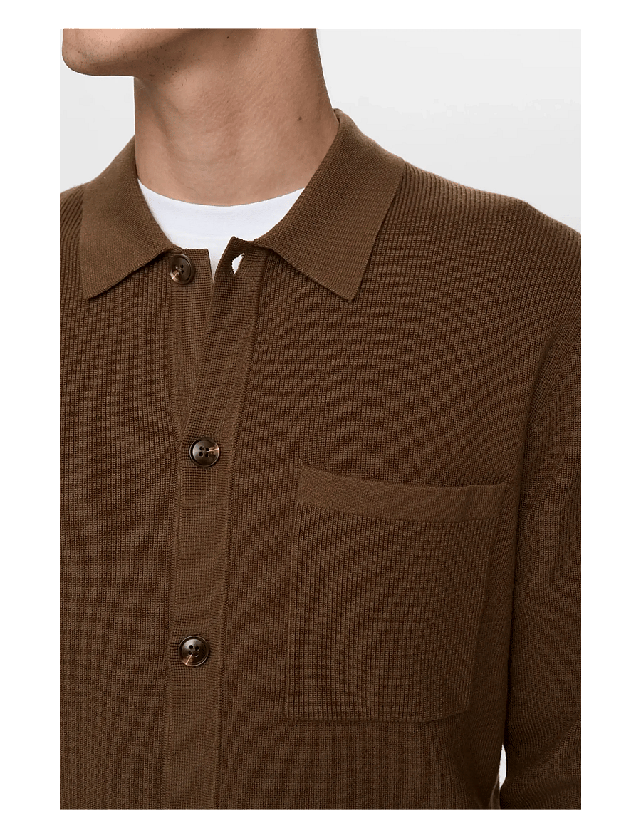 Anerkjendt - AKSVEND NEEDLE RIB KNIT CARDIGAN - langärmelige gestrickte polohemden - teak - 1