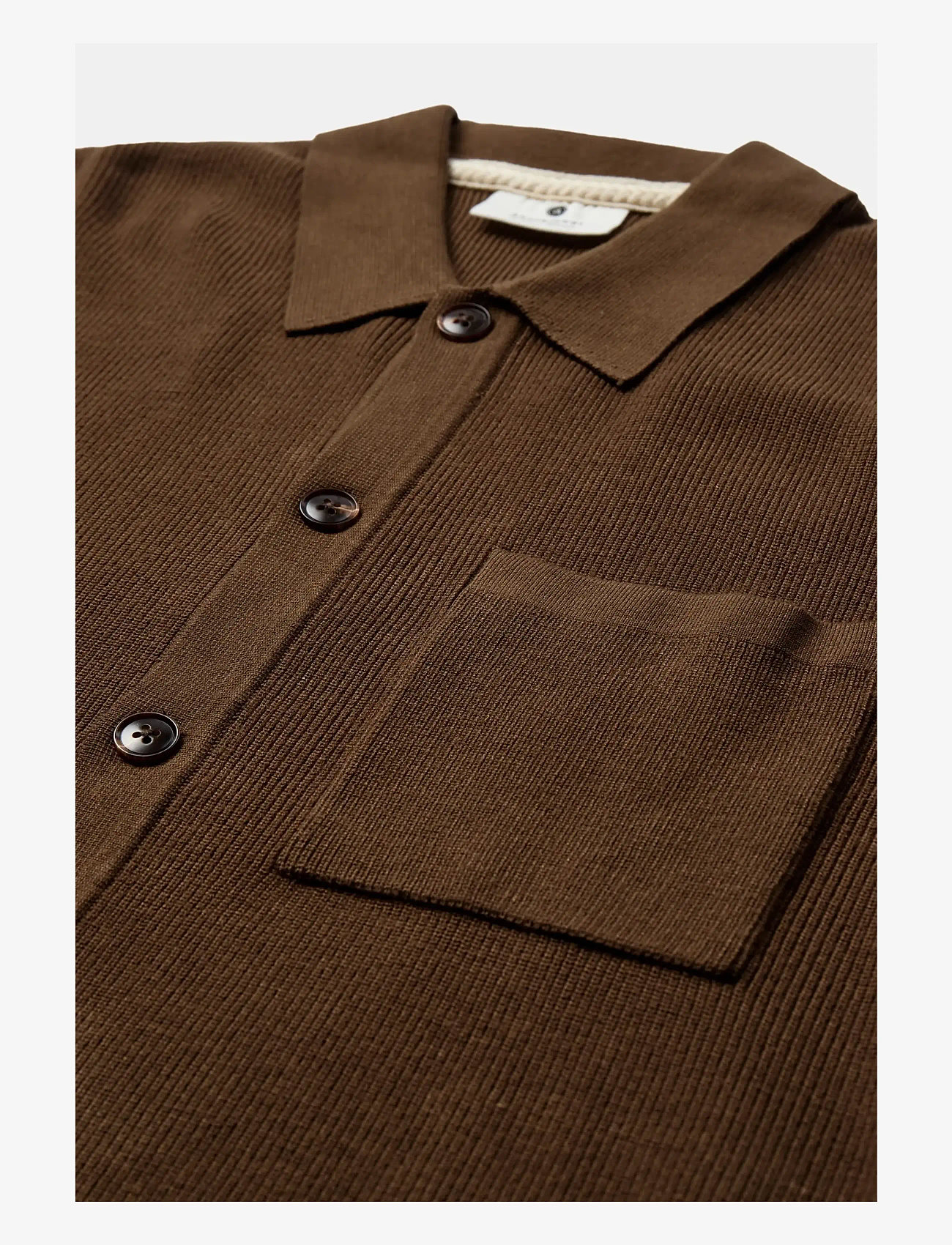 Anerkjendt - AKSVEND NEEDLE RIB KNIT CARDIGAN - stickade pikéer - teak - 3