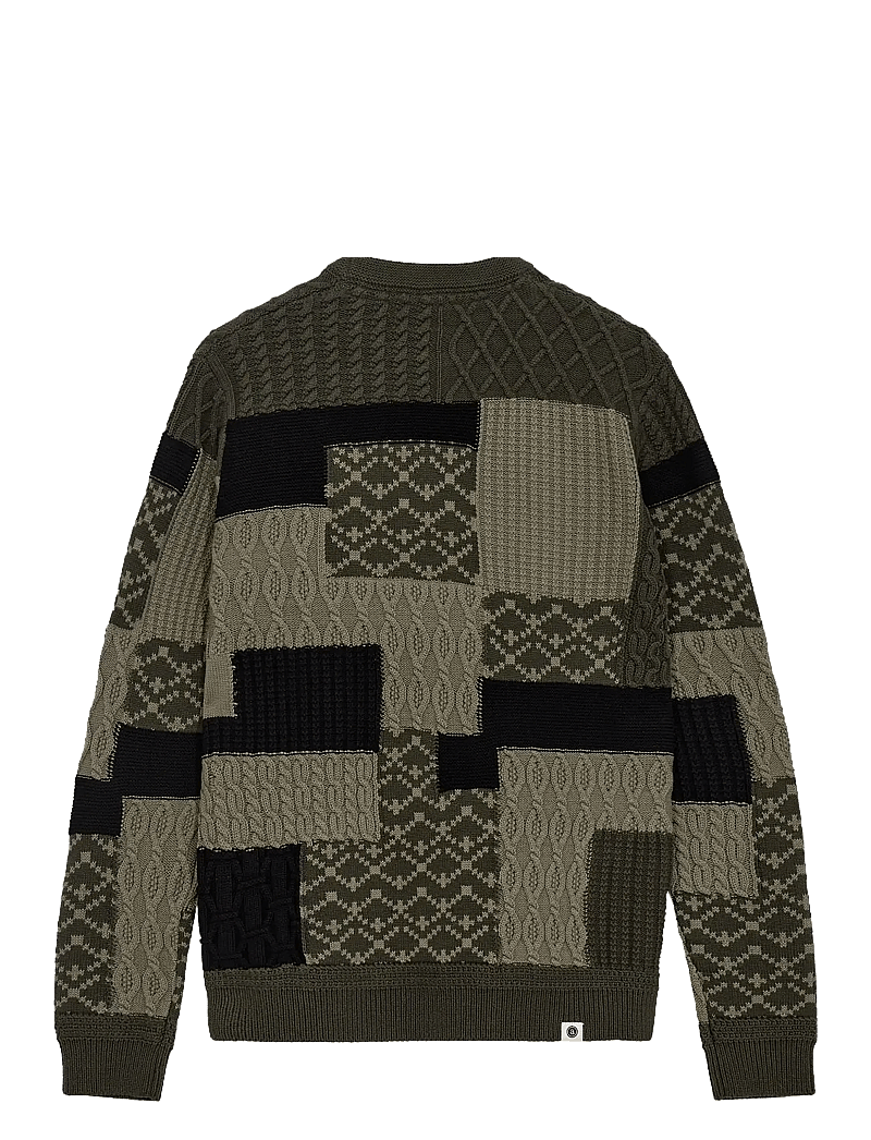 Anerkjendt - AKSUNE PATCHWORK KNIT - rundhals - forest night - 1