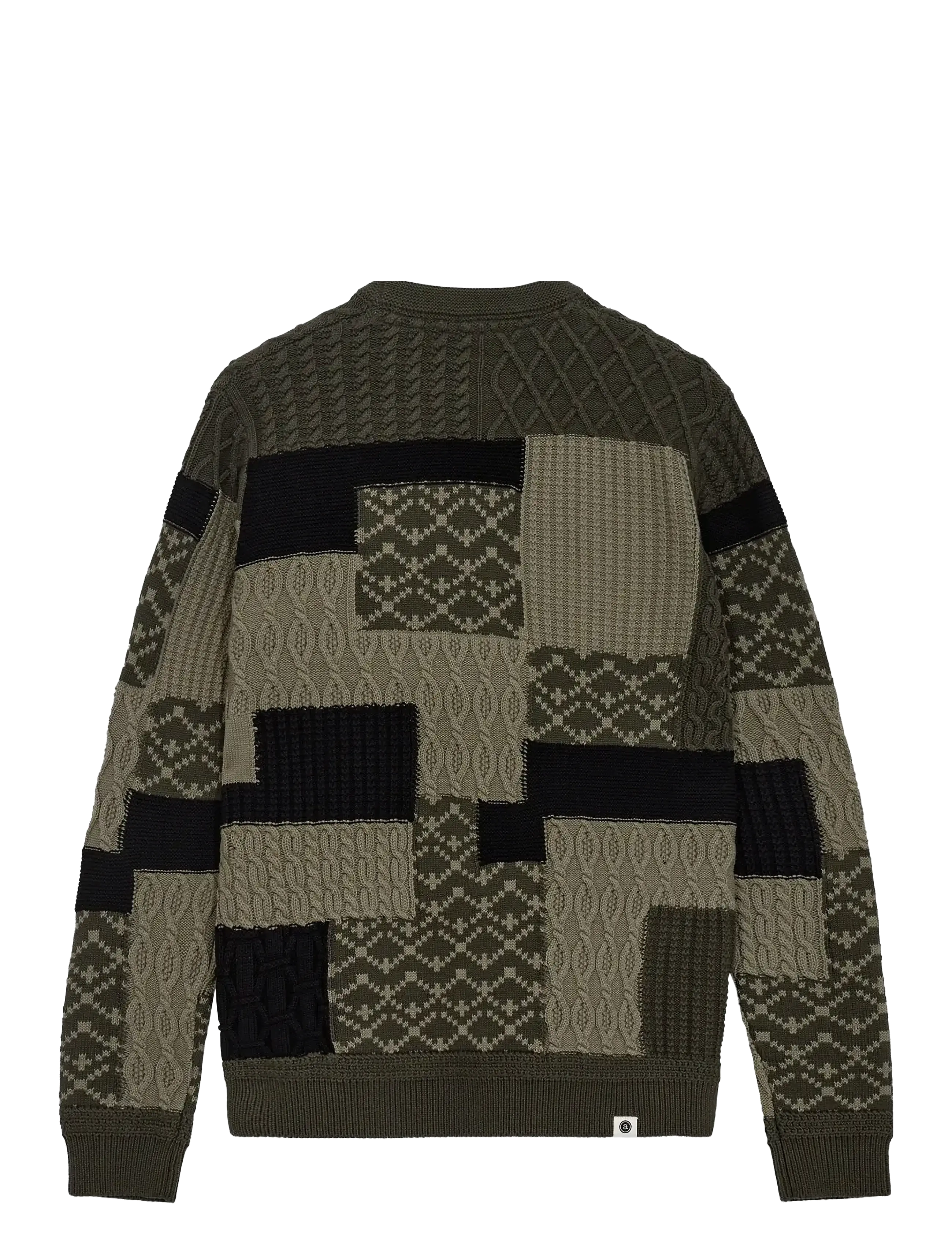 Anerkjendt - AKSUNE PATCHWORK KNIT - rundhalsad - forest night - 1