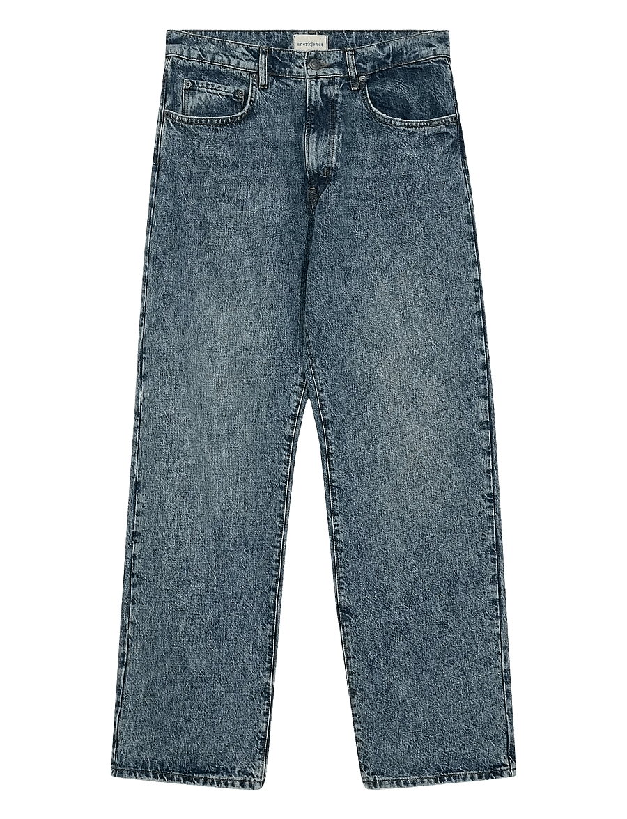 Anerkjendt - AKJONAS JEANS - 8006 MB MARBLE - rúmar gallabuxur - medium blue marble - 1