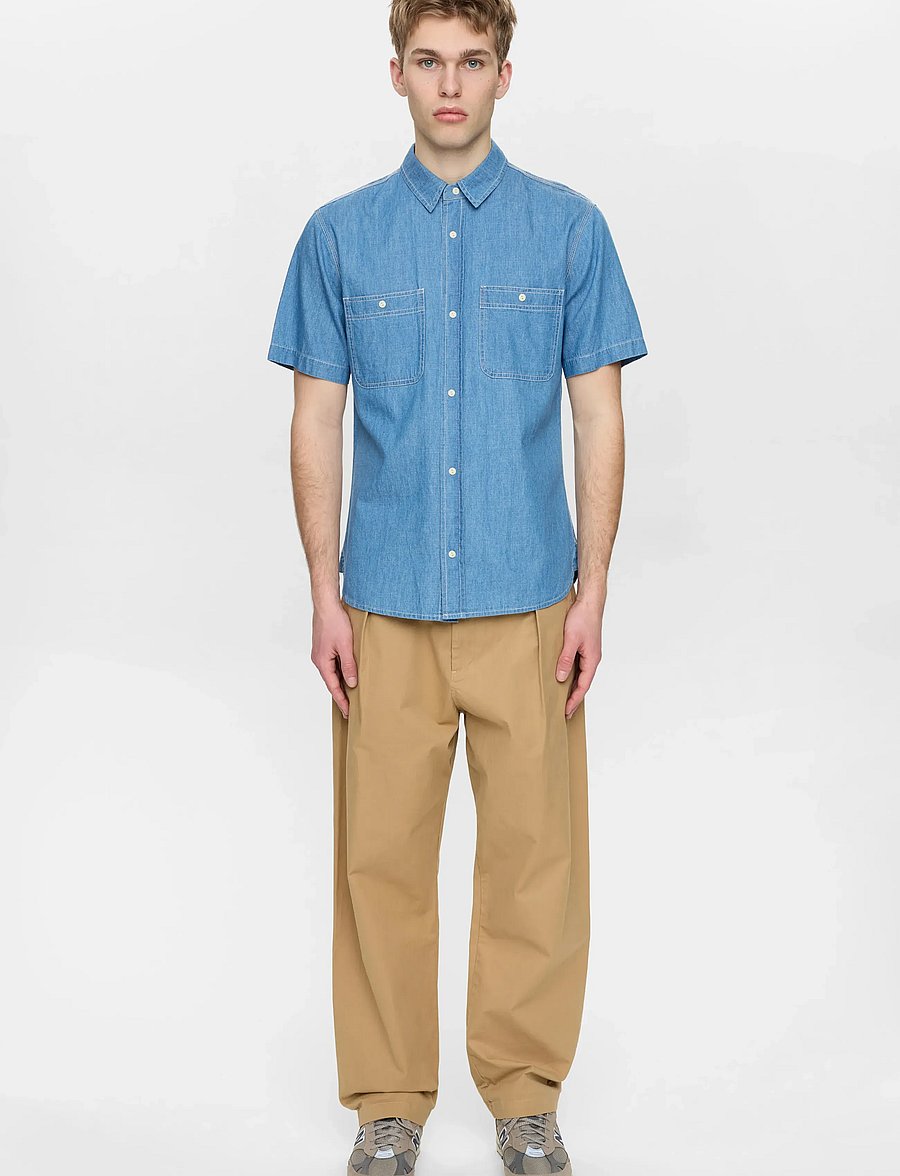Anerkjendt - AKTHESHIRT CHAMBRAY SS SHIRT - teksasärgid - medium blue denim - 5