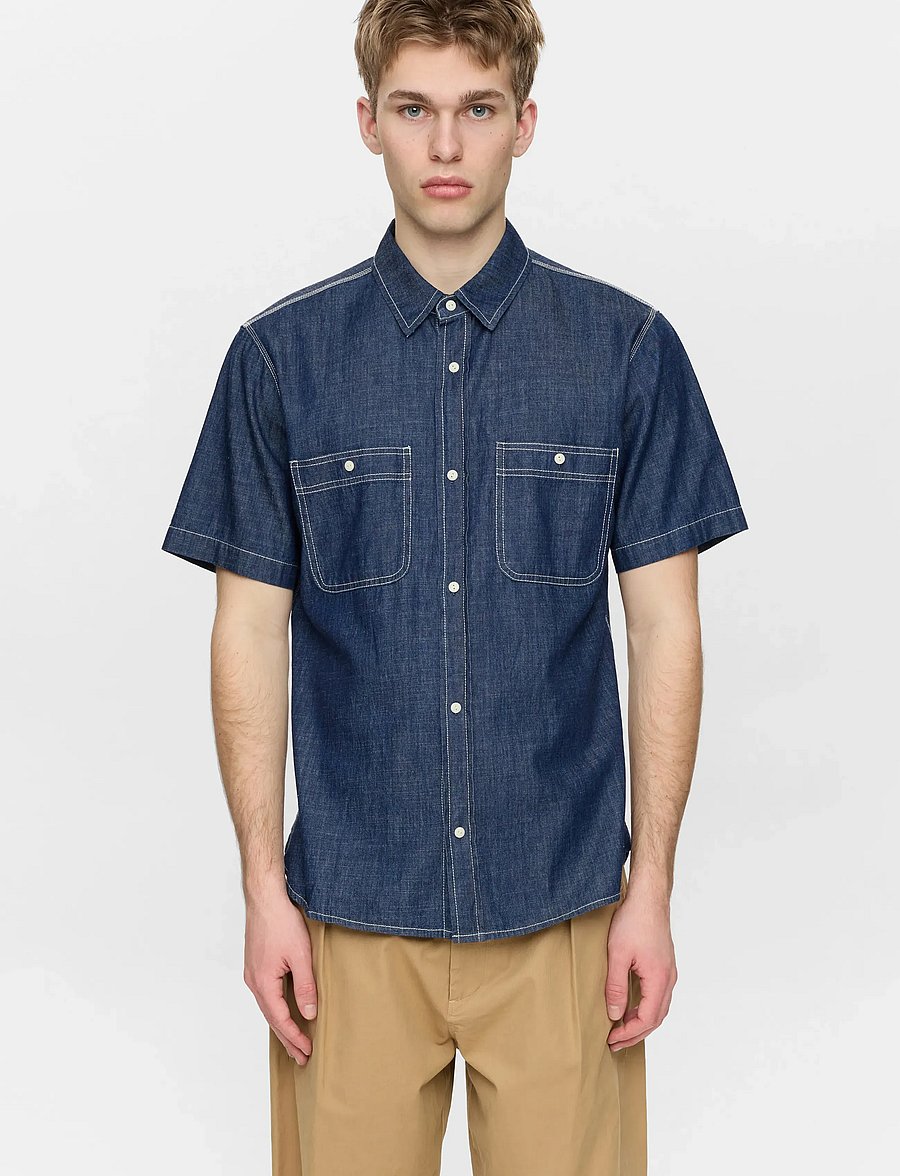 Anerkjendt - AKTHESHIRT CHAMBRAY SS SHIRT - teksasärgid - sky captain - 3