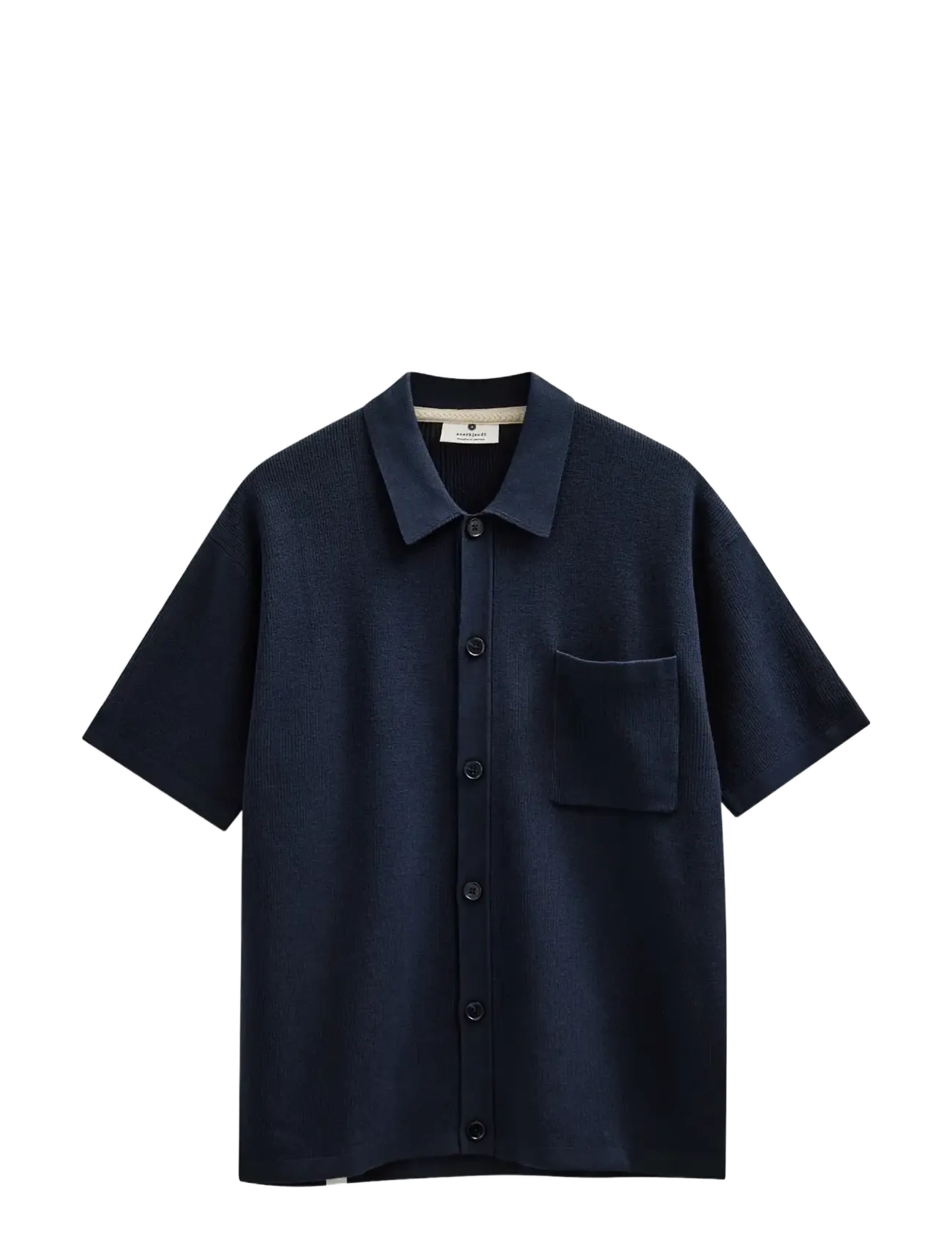 ANERKJENDT Akvilhelm Needle Rib Ss Knit Navy - S - Herren