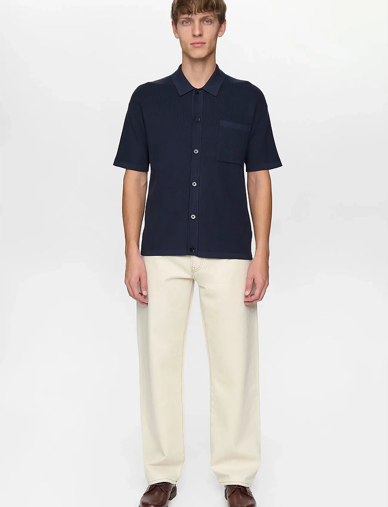 Anerkjendt - AKVILHELM NEEDLE RIB SS KNIT - polos en tricot - sky captain - 4